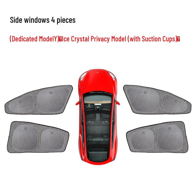 Tesla Model 3/Y Sunshade with Suction Cup - Ice Crystal Opaque Side Window Protection