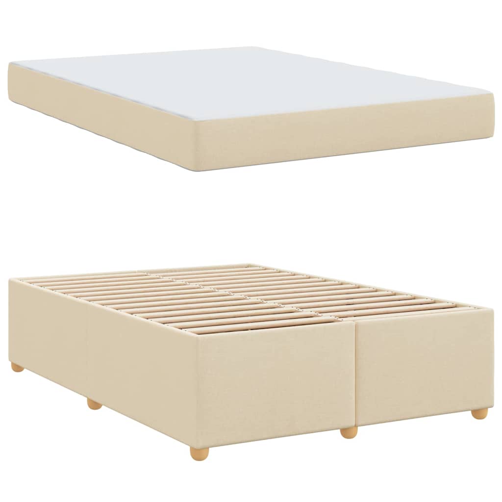 Bed Frame with Mattress Cream 140 x 200 cm Fabric