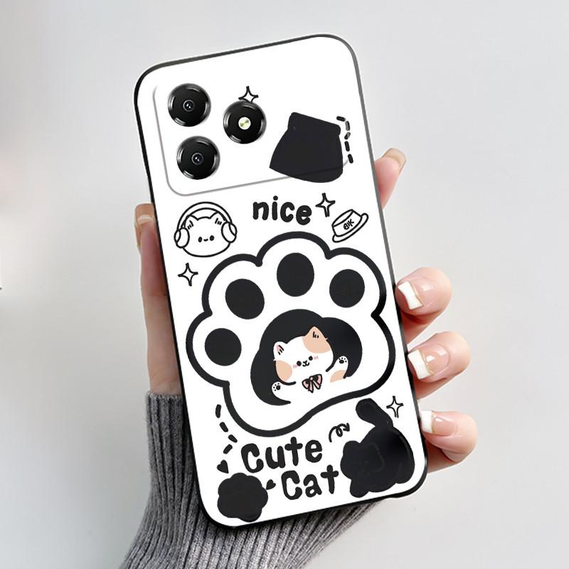 Custodia Carina a Cartoni Animati Per ZTE Blade A36 Guscio Stampato Cover Protettiva Guscio Nero in Morbido Silicone