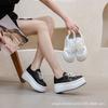 Platform Shoes Women's Lace Mesh Breathable Casual Shoes Summer 2025 New Women's Beaded Lace-up Pearl