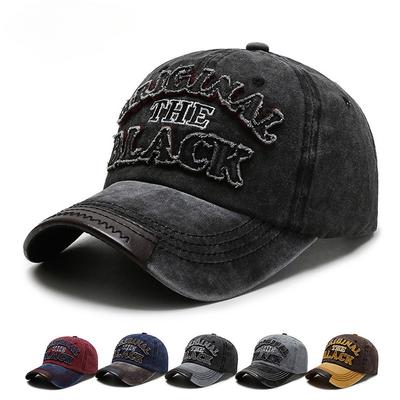 Herren Retro Gewaschener Stoff Alphabet Baseballkappe Gebogener Schirm Alte Kappe Frühling und Herbst Outdoor Sport Damen Sonnenhut