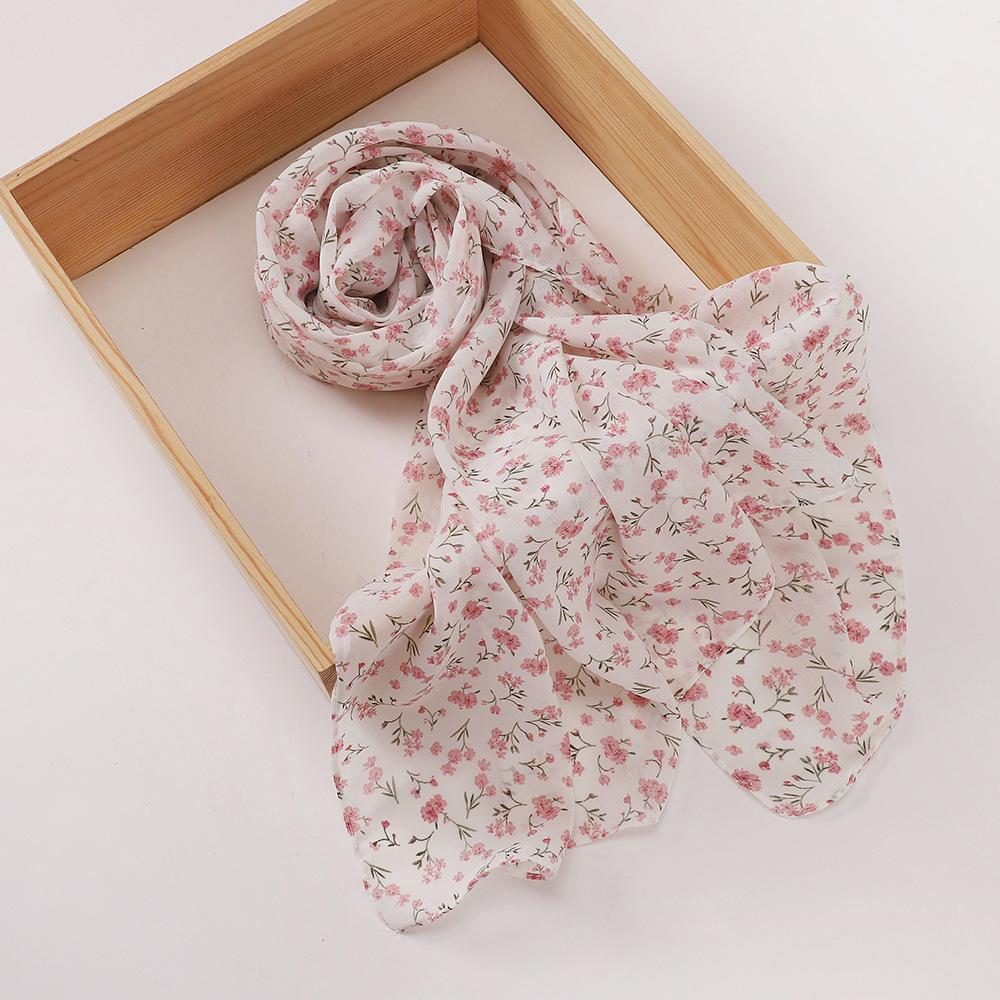 New Printed Hijabs Shawl Bubble Chiffon Hijabs Woman Design Flower Shawls Muslim Scarves Headscarf Wraps Turbans Long Scarves