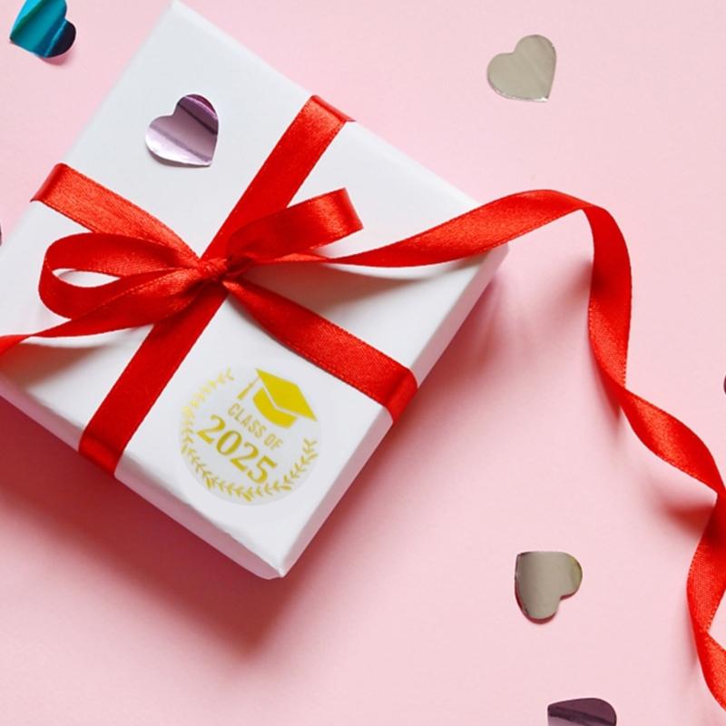 Pack Of 120 Gold Foil Graduation Hat Sticker 40mm Adhesive Labels Wrapping Sticker For Seal Envelope Card Packaging