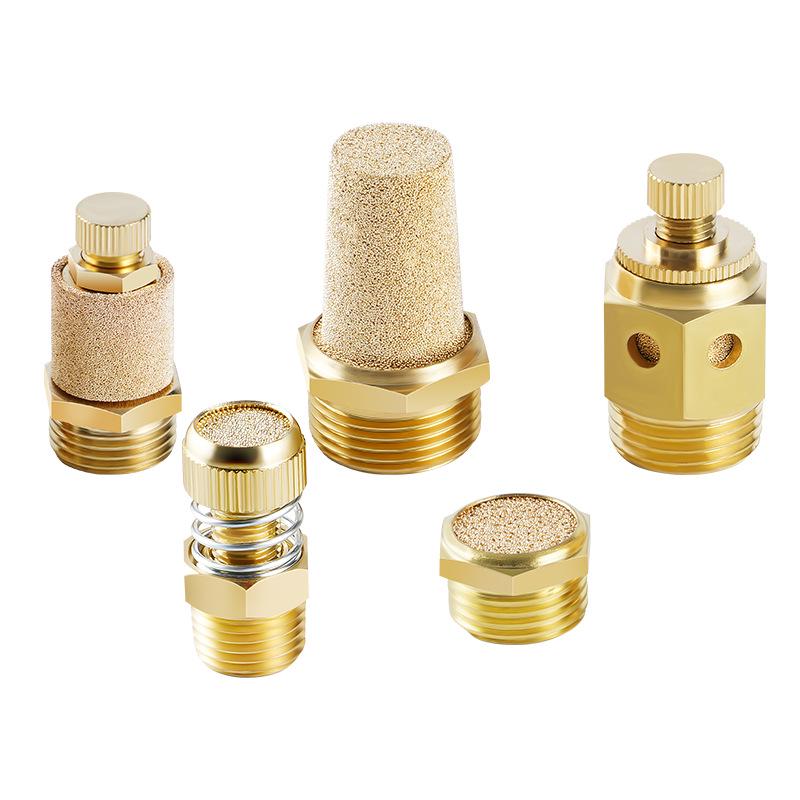 All-Copper Pneumatic Noise Reduction Silencer with Flat, Long, and Throttle Heads