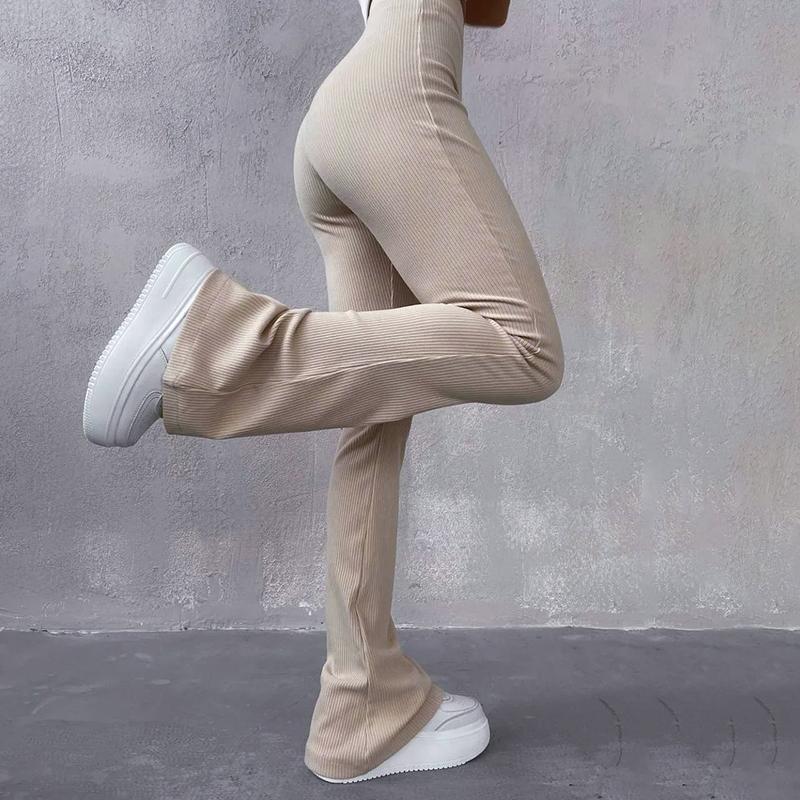 Solid High Waist Hip-Wrapping Elasticated Embossing Trousers Casual Daily Versatile Women Pants