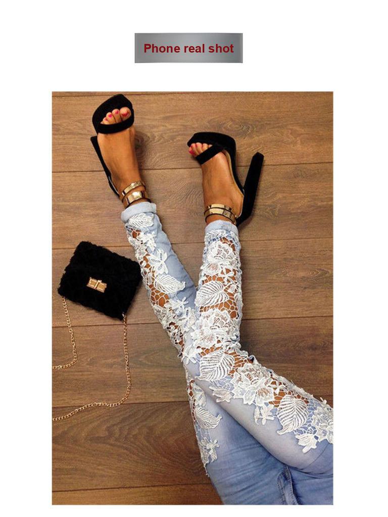Nuovi Pantaloni di Cotone Sexy con Intreccio di Pizzo a Taglio Alto per Donna