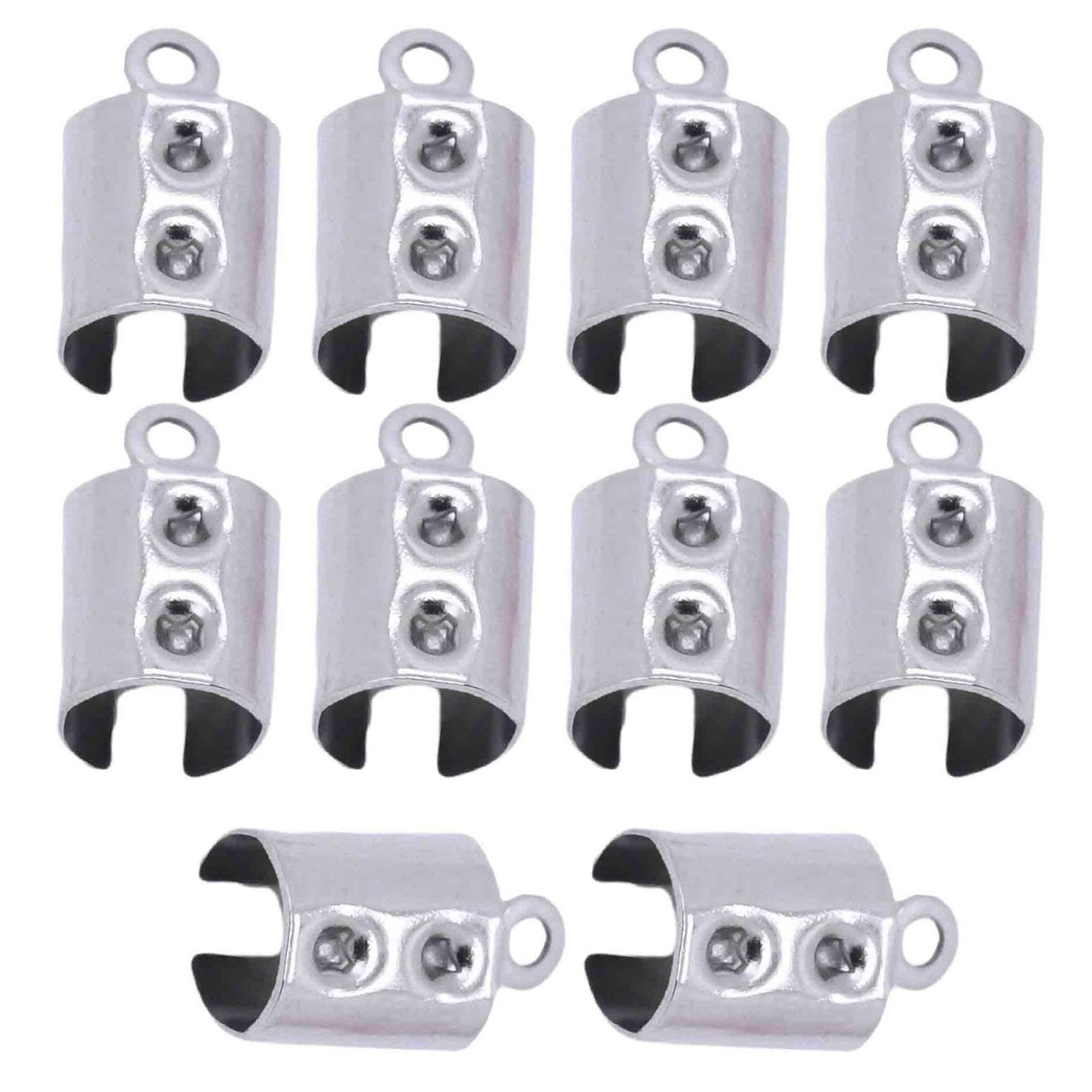 

10 шт. Клипсы для концов шнура с круглым краем, Зажимы для троса из нержавеющей стали, Аксессуары для изготовления ювелирных изделий, Соединители для браслетов и ожерелий 6