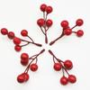 7/12 Head Foam Red Holly Berry Branch for Holiday Decor