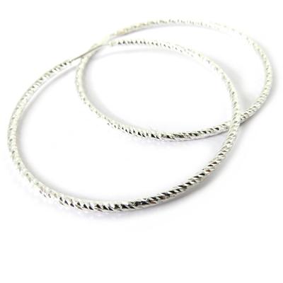[M8932] - Silver 'Choréographie' Hoop Earrings (rhodium-plated) - 55x2 Mm (diamond-plated)