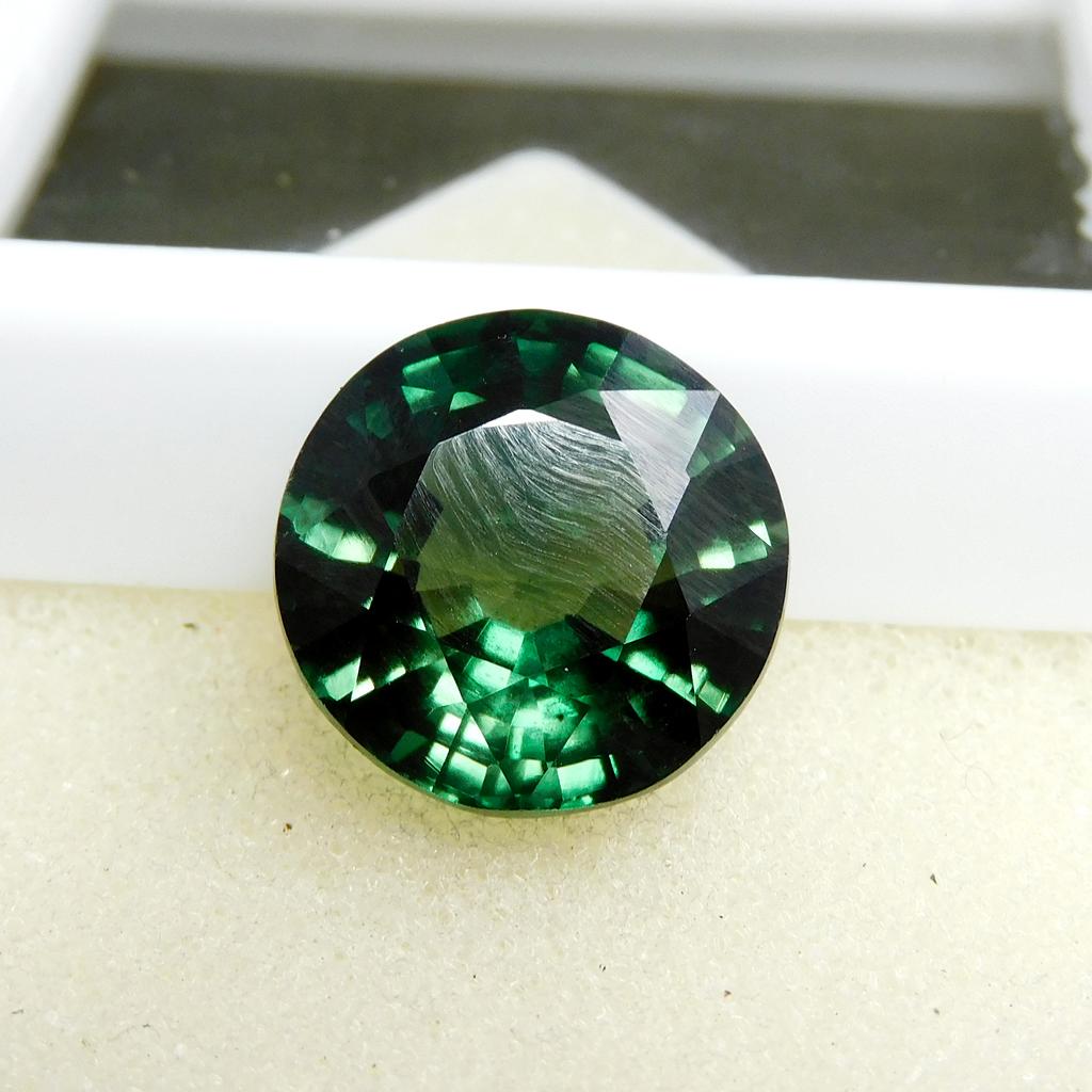 Beautiful 11.90 Ct Green Sapphire Round Cut Natural CERTIFIED Loose Gemstone