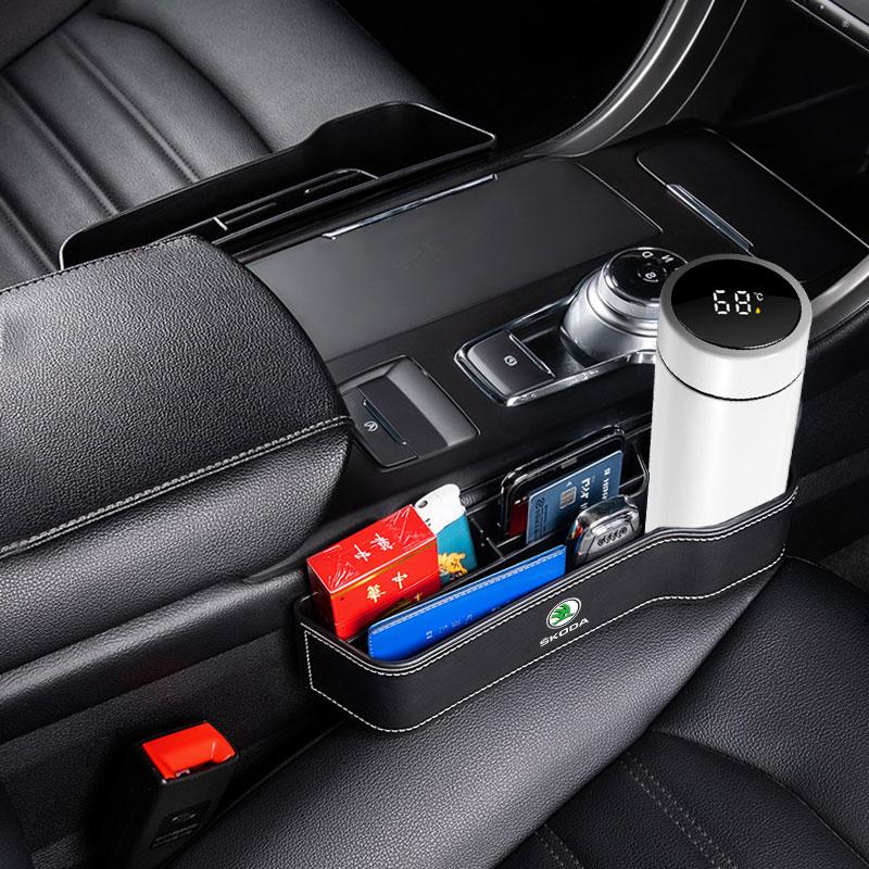 2 szt. Organizer na siedzenie samochodowe Pudełko do przechowywania w szczelinie Wypełniacz szczeliny Akcesoria samochodowe dla Skoda Octavia Fabia A7 Kamiq Kapoq Kodiaq Rapid SCALA Superb Yeti Derivati