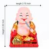 Car Dashboard Decoration Items – Solar Buddha Monk with Moving Head & Hand Holding Money Potli | Feng Shui Good Luck Buddha