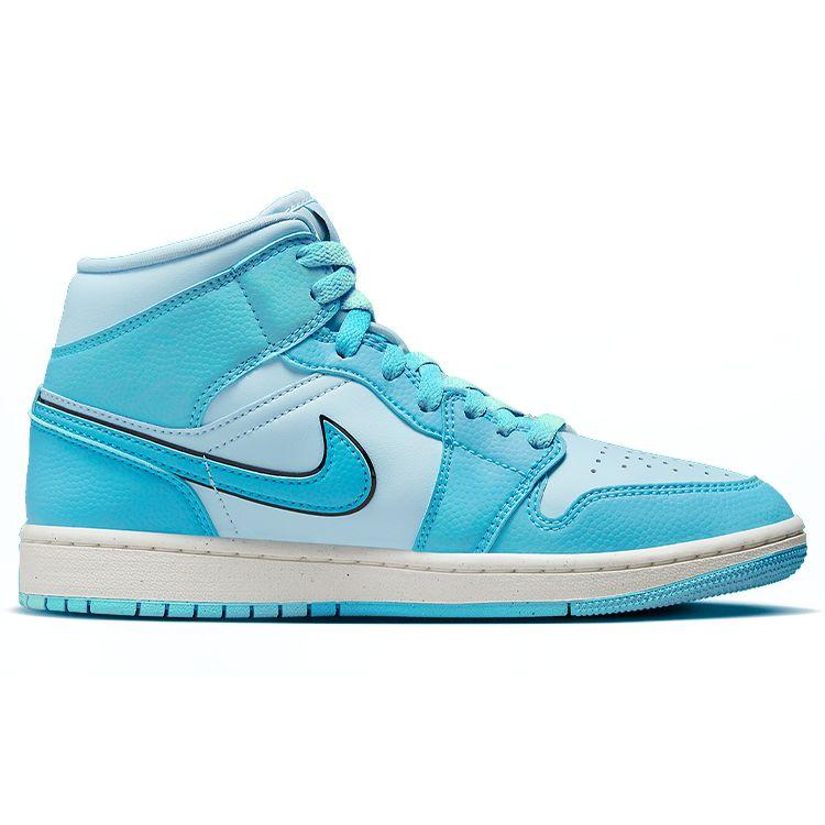 Air Jordan 1 Mid SE Ice Blue Women Sneakers Black Sail Dark-Powder-Blue DV1302-400