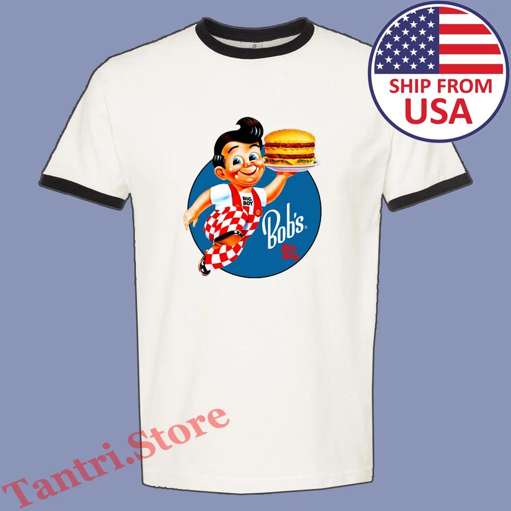 Bob s Big Boy Burger Men s Ringer Black Size S to 3XL 2XL