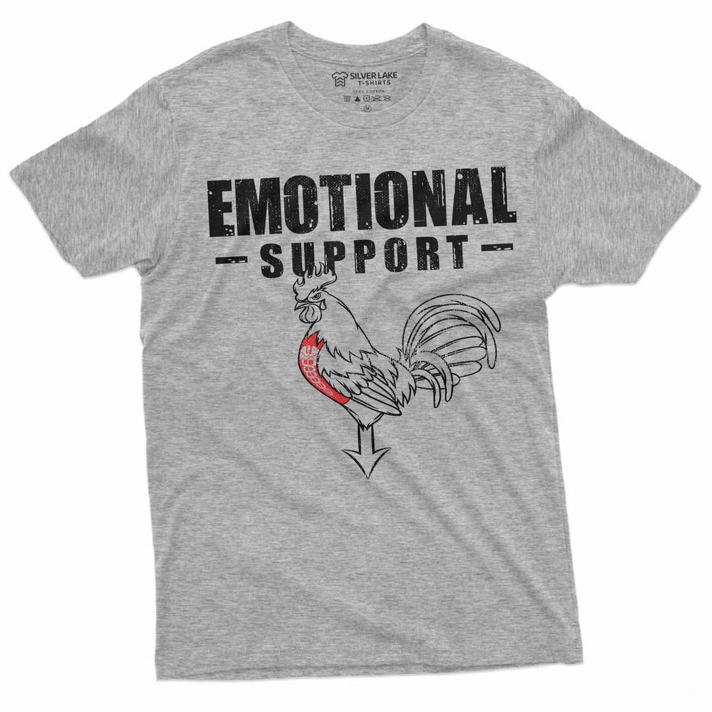 Funny Emotional Support Tshirt Cock Chicken Farmer Shirts Humorous Gifts for Him