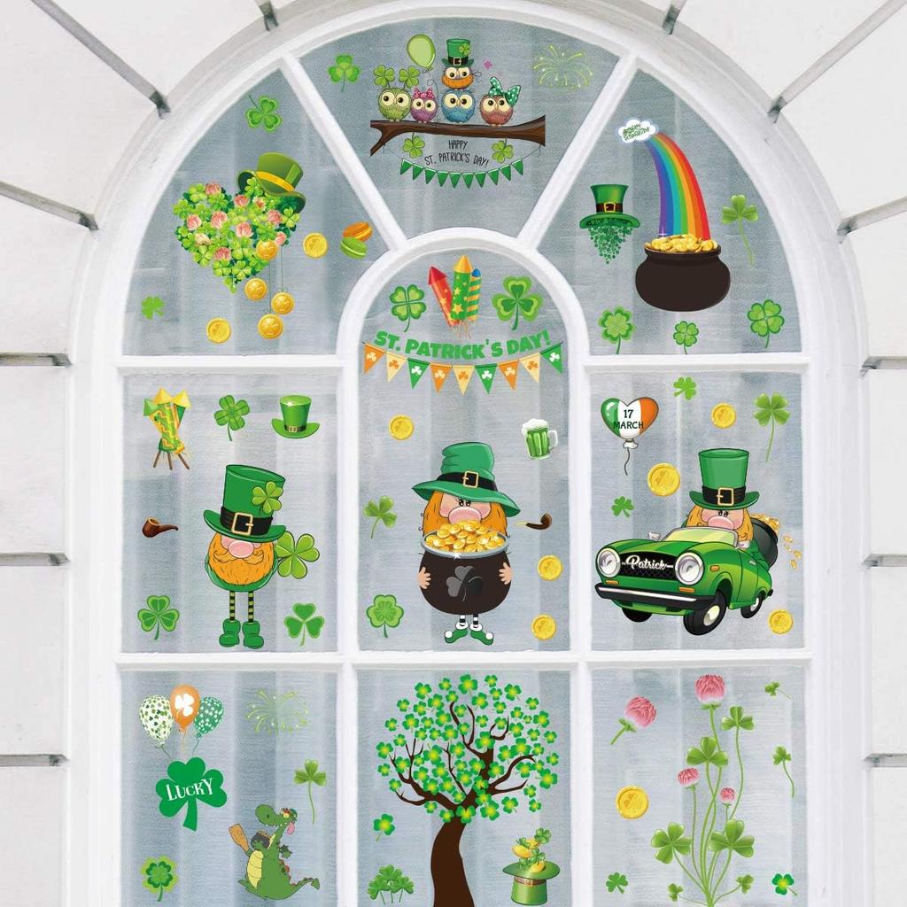 192 PCS 16 Sheets St Patricks Day Decorations Holiday Spring Window Clings - St. Patrick's Day Window Clings Decor Stickers Decals for Glass Window