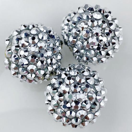 10Pcs 20mm Large Hole Beads Sparkling Rhinestone Colorful Jewelry Beads DIY Jewelry Making Pens Keychains Necklaces Round Sparkling Beads