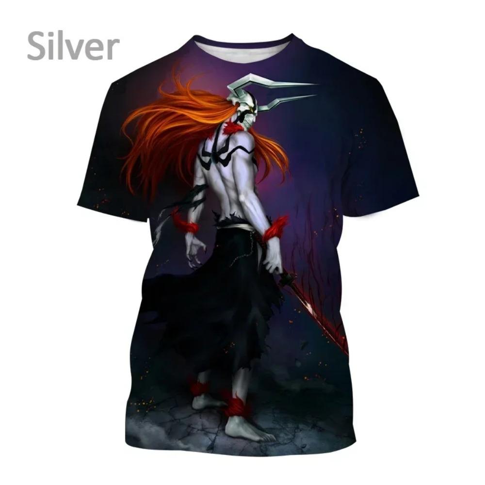 Moda Uomo Cool Kurosaki Ichigo Girocollo Casual Unisex Cosplay Maglietta Cool Anime Giapponese BLEACH Stampa 3D Maglietta Top