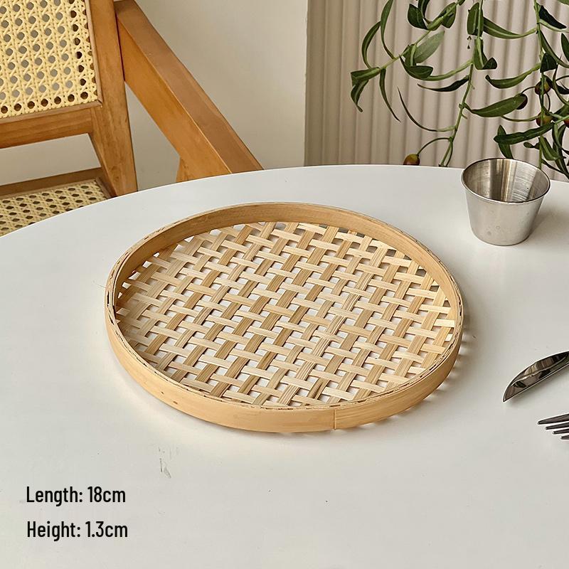 Artisanal Bamboo Woven Snack & Fruit Tray with Handle