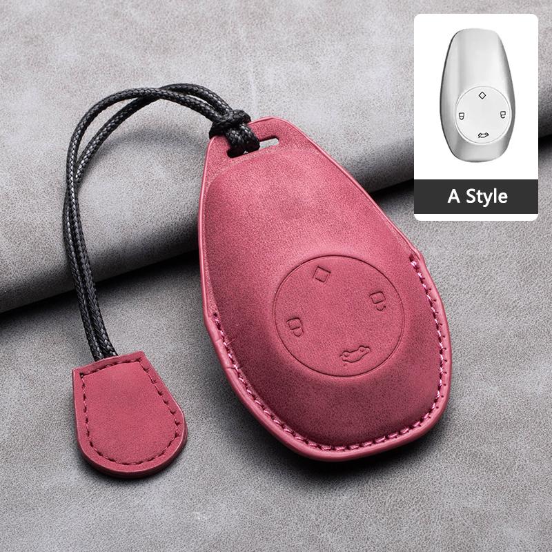 Suede Leather Car Smart Key Fob Case For Leapmotor T03 S01 C11 C01 Type Key Cover Shell Holder Keychain Car Styling Accessories