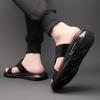 Summer New Shoes for Men Genuine Leather Men Sandals Crocodile Print Casual Slipper Air Cushion Flip Flops Cool Beach Shoes Man