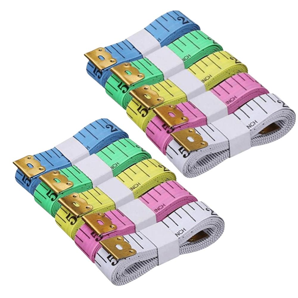 5pck Soft Measuring Tape for Sewing 60inch/150cm Body Measurement Tailor's Ruler with Metal End Accurate Tape In Assorted Colors