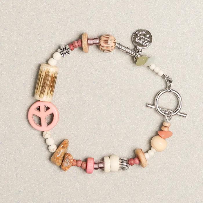 Peace Mark Symbol Bracelet Taffy Pink