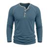 Spring Autumn Men's Cotton Henry Collar T-Shirts American Style Fashion Smart Casual Tees Tops Men Patchwork Breathable Tshirt