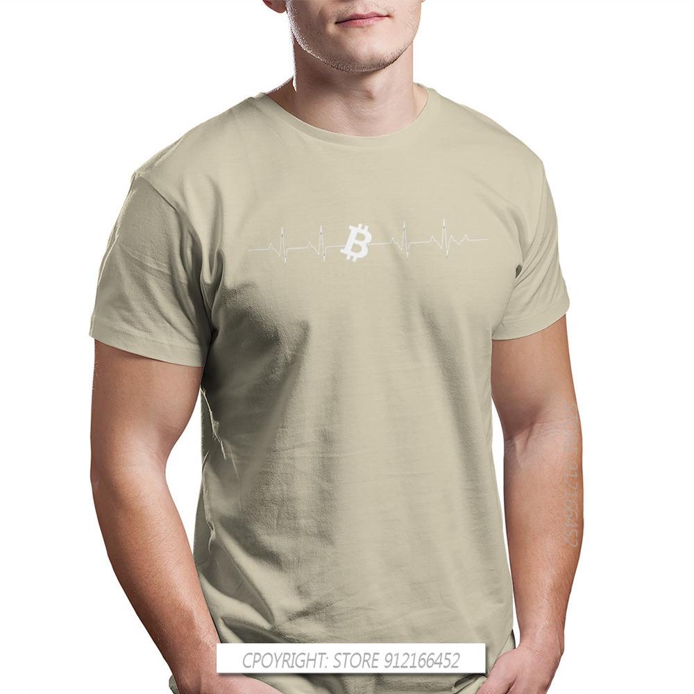 Bitcoin Sign Art Satoshi Nakamoto Heartbeat T Shirt Men Clothing Harajuku Fashion Tshirt Graphic