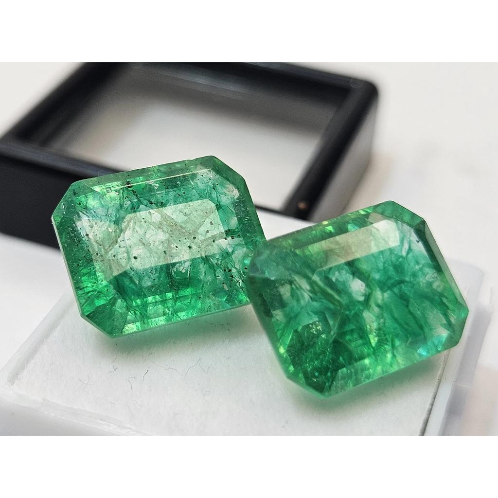 Emerald Green Colombian 17-18 Ct Emerald Cut Pair Certified Fabulous Gemstone