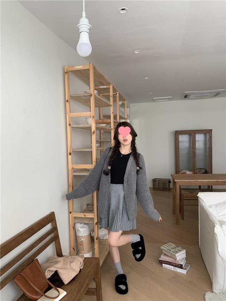 Gestrickter Falten-Minirock im koreanischen Stil - Vielseitig passend für Damen im Herbst/Winter