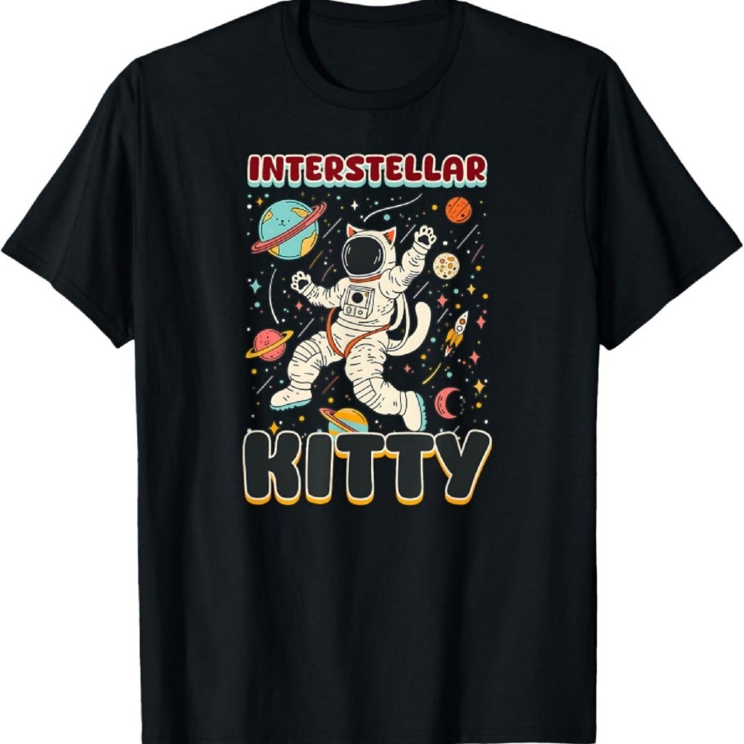 Футболка с дизайном «Межзвездный котик-астронавт» S