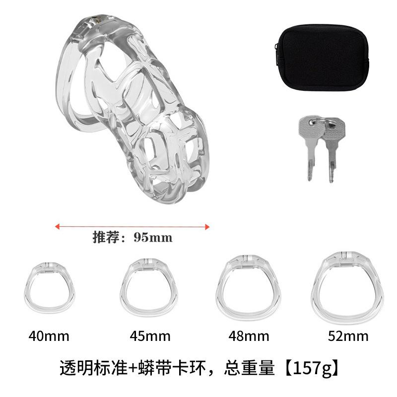 Soft Silicone Chastity Cage Device Anti-Cheating Penis Lock with 4 Size Cock Rings Penis Restraints for Men Discreet Sex Toy gay