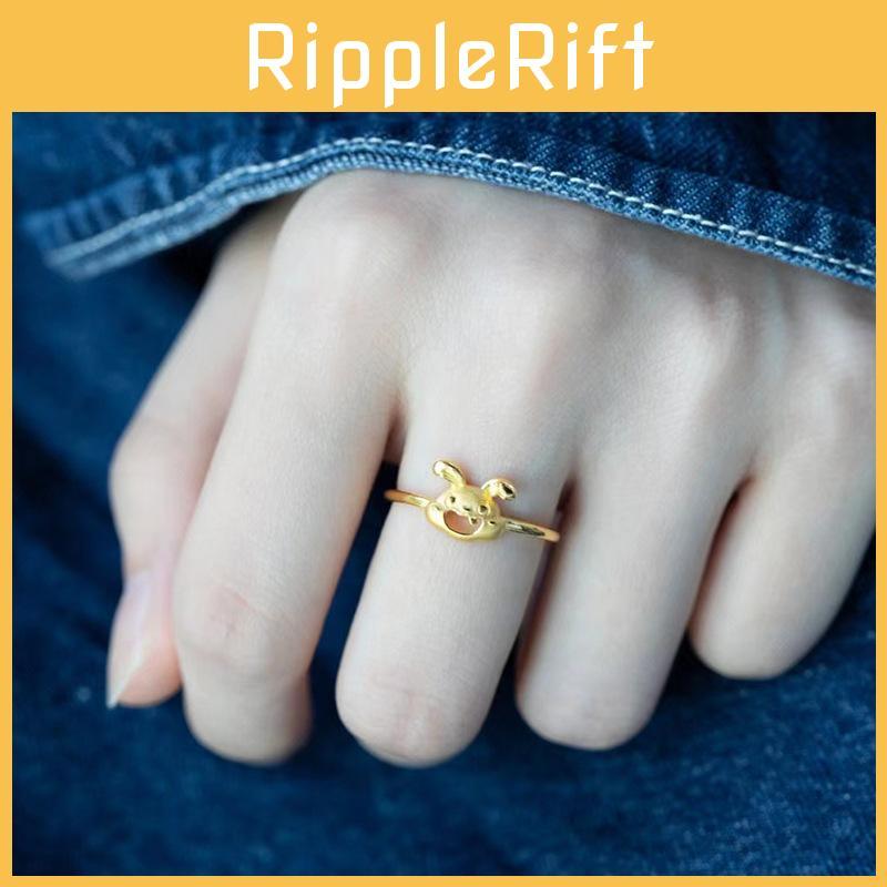 Joyful Gold Rabbit Ring With Cute Design Adjustable Size Perfect For Womens Jewelry