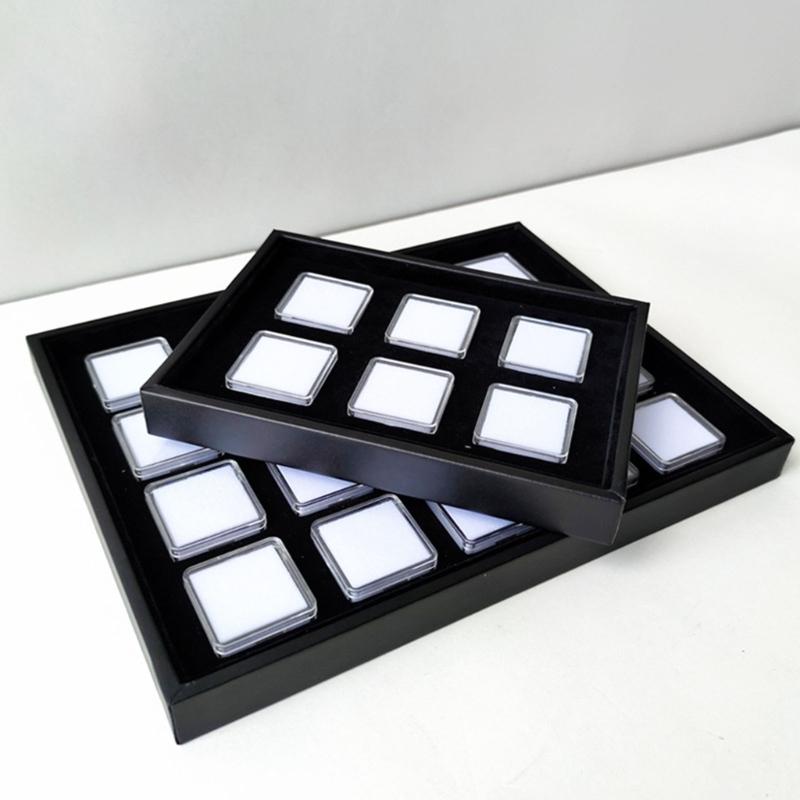 Compact Square Clear Acrylic Jewelry Tray with Memory Foam Padding for Secure Gemstones Storage