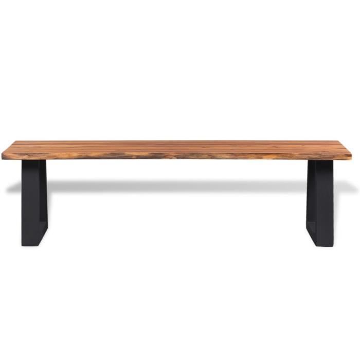 Banc en acacia - Marron / noir - 145 x 40 x 45 cm