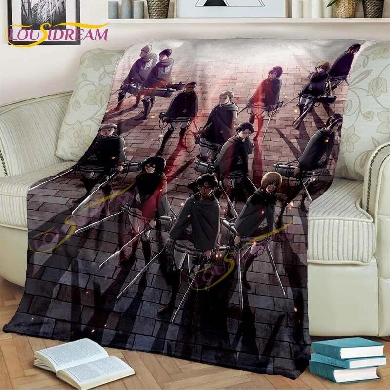 Classic Anime Blanket Attack On Titan Blanket Eren Jaeger Blanket for Bedroom Sofa Livingroom Cartoon Blanket Children's Blanket