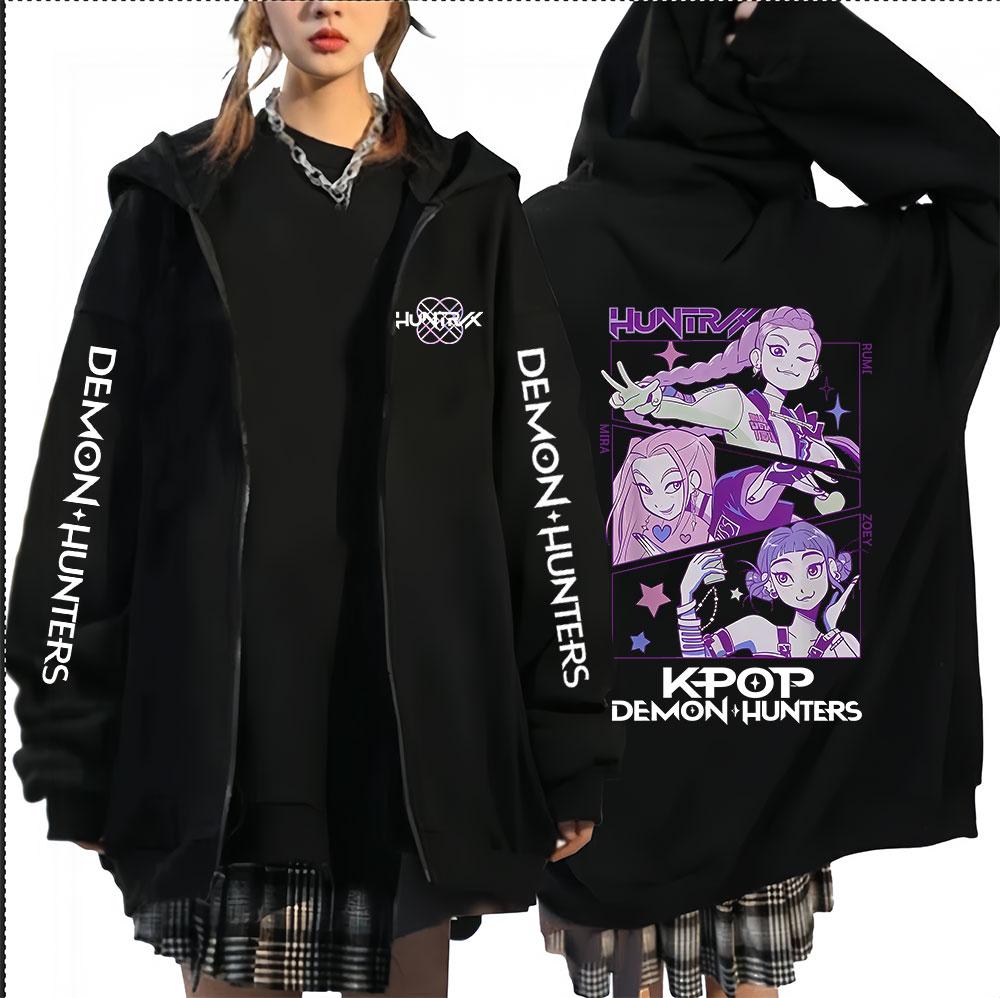 K-pop Saja Boys Demon Hunters Movie Zip Up Hoodie Men Women Harajuku High Quality Fans Gift Oversized Zipper Hoodies Jacket