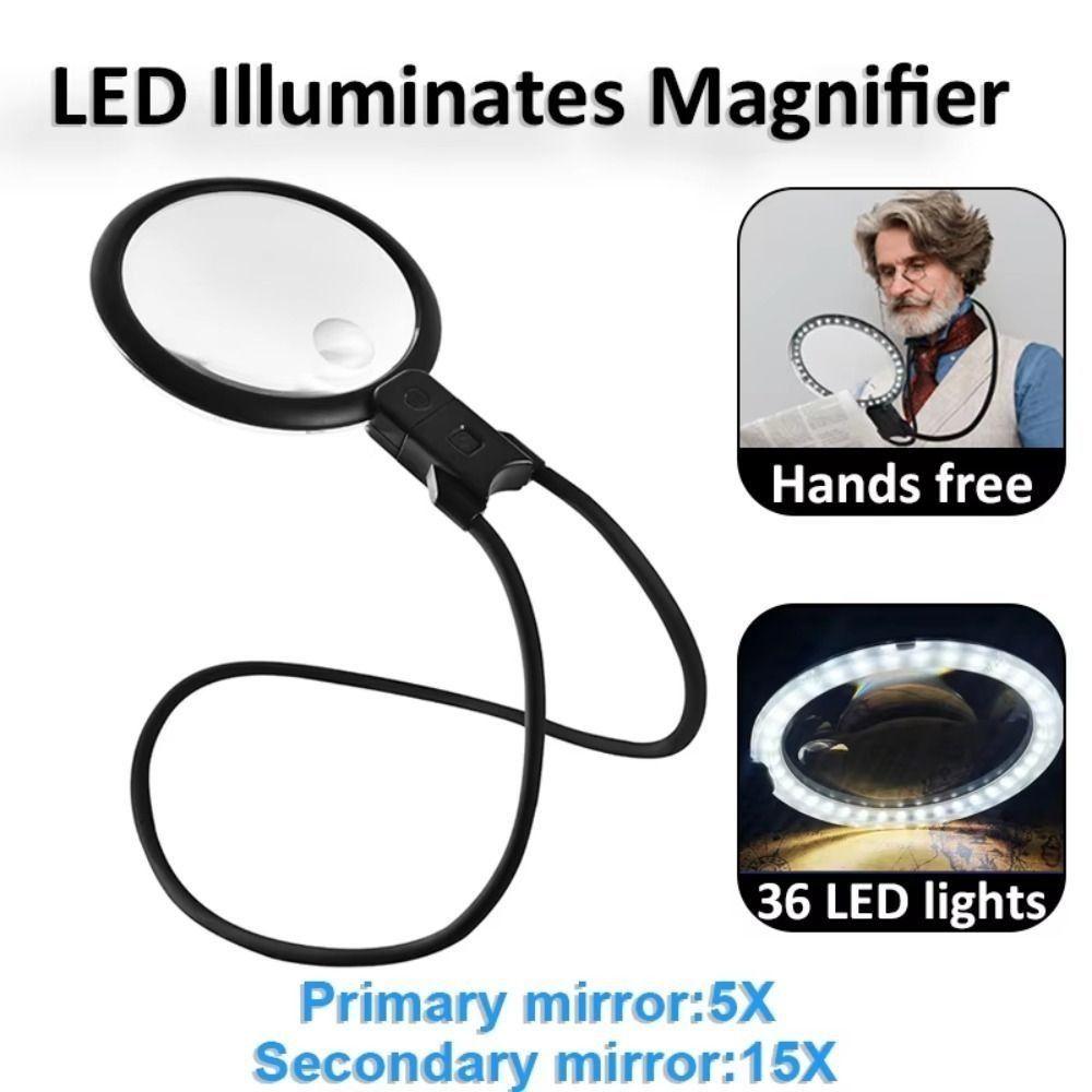 Rechargeable Reading Magnifying Glass 36 LED Full Book Page Magnifier  Book Reading