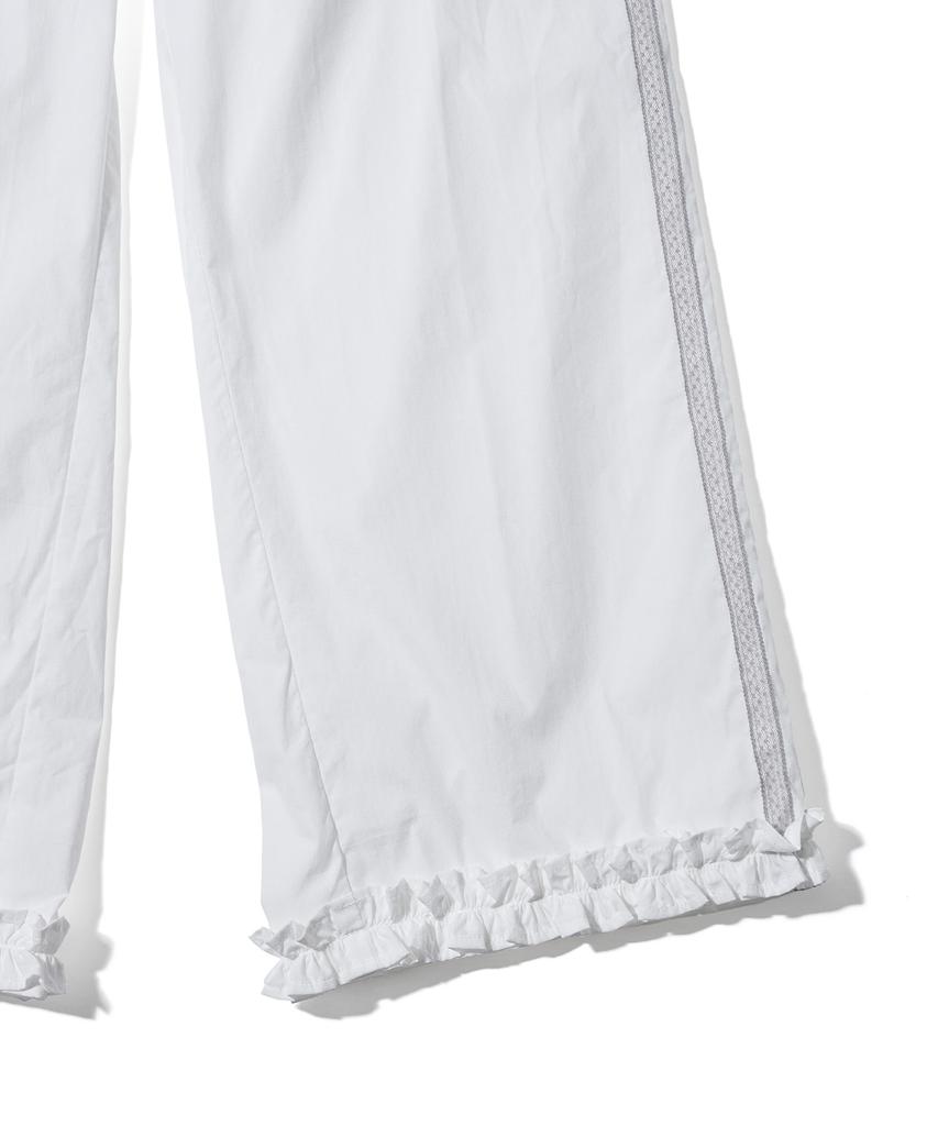 YOUHEE Ruffle Detailed Banding Pants White