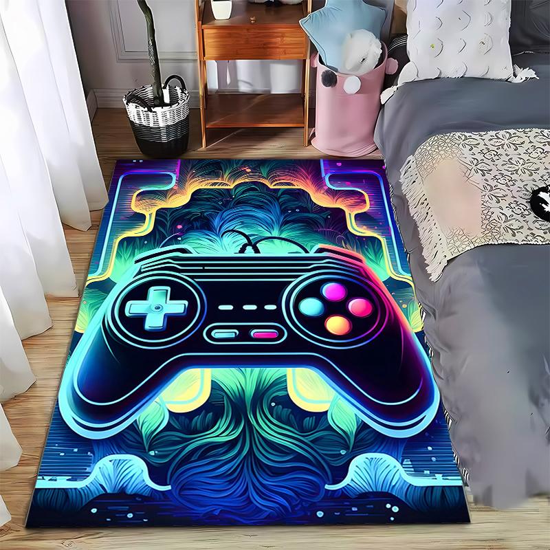 

Retro Gaming Controller Design Carpet Neon Colors and Abstract Background Pattern Suitable for use as an anti-slip for room and bedroom sofas 40x60cm( 15x23in )