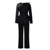 Nuovo jumpsuit a maniche lunghe con temperamento, inserti in rete, perline, sottile, da banchetto, taglia grande