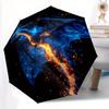 1pc Blue Dragon with Fiery Trail Soaring Through Starry Night Sky Durable Cartoon Folding Umbrella, Portable 3-Fold Compact Umbrella for Men and Women