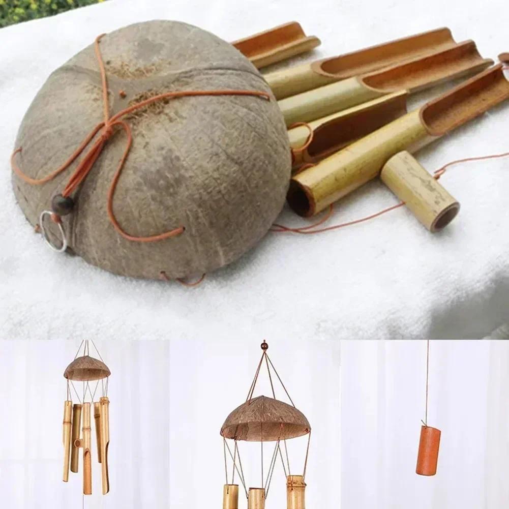 Coconut Shell Decoration Natural Natural Sound Wind Chimes 72*12*12cm Coconut Shell Wind Chimes Artisan Crafted Decor China Mainland