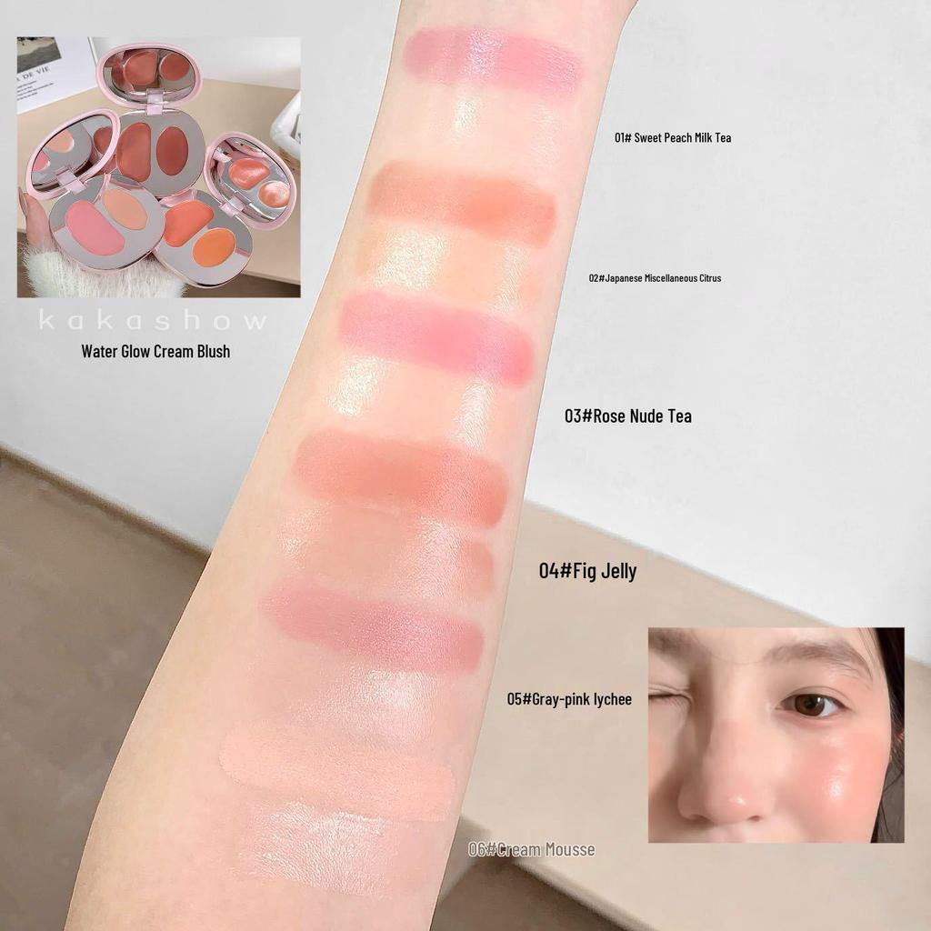 Kakashow Dewy Blush Cream: Enhances Complexion, Naturally Contours, Korean Style.