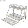 Children's Bed Bunk Bed 90(140)x200cm, Metal Bed with Ladder On Both Sides, Bunk Bed with Pull-out Bed and Fall Protection