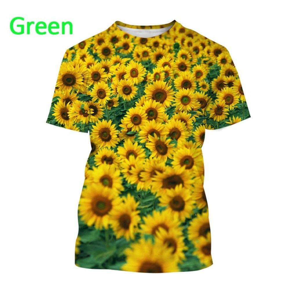 

Футболка с коротким рукавом с 3D принтом подсолнуха, летняя мода, стиль Харадзюку, мужская, с круглым вырезом, трендовый универсальный топ 6XL