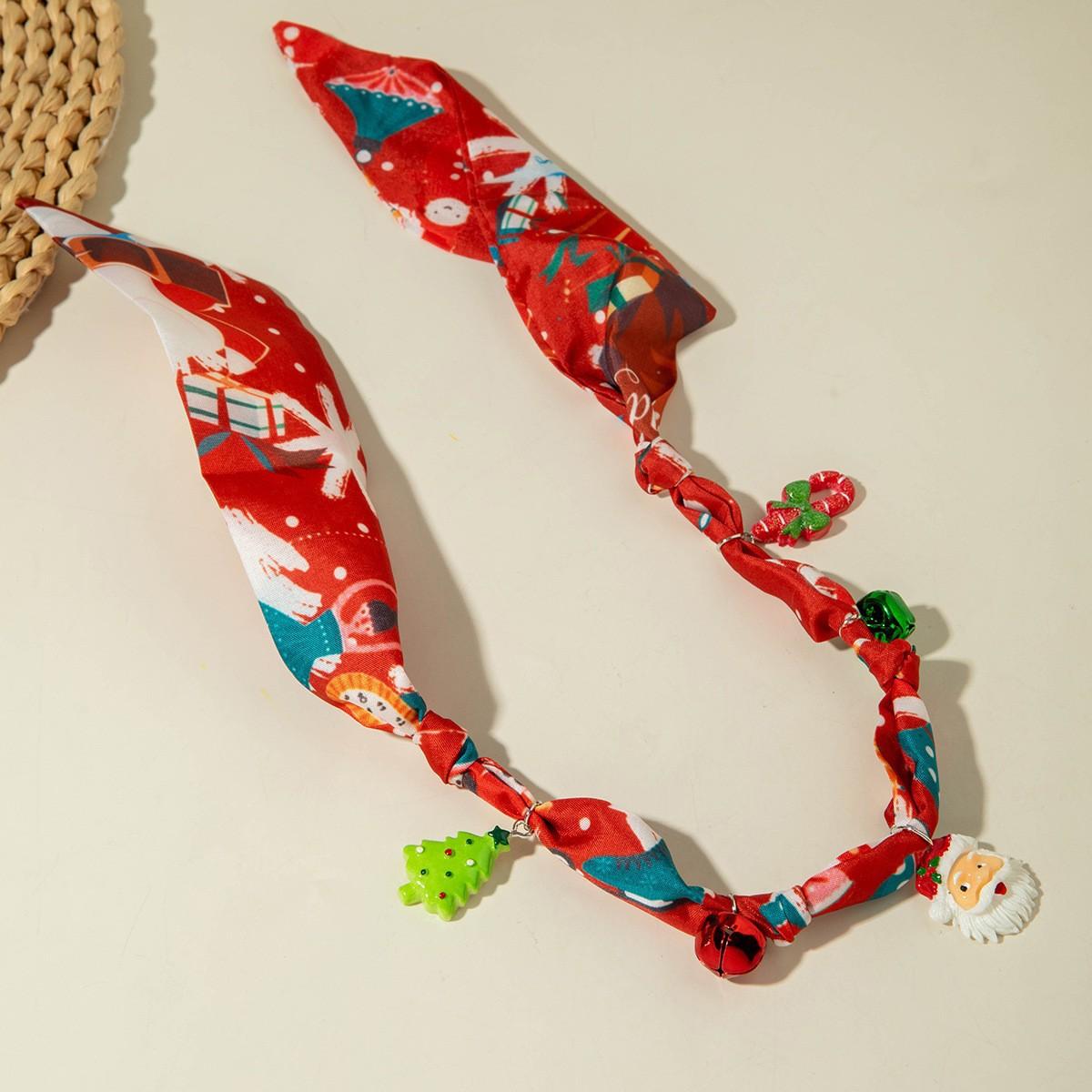 Accessories New dopamine silk scarf necklace Christmas bow niche silk scarf necklace women