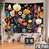 Colorful Tulips And Daisies Flowers Digital Printing Polyester Wall Tapestry Suitable For Use In Living Rooms Offices Bars Party