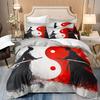 3Pcs Yin Yang Samurai Bedding Set - Soft, Breathable Duvet Cover & 2 Pillowcases, Machine Washable Polyester, Zippered Closure